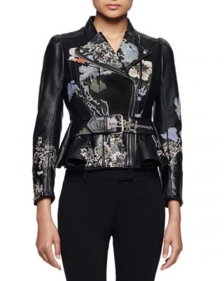 Alexander McQueen floral embroidered jacket