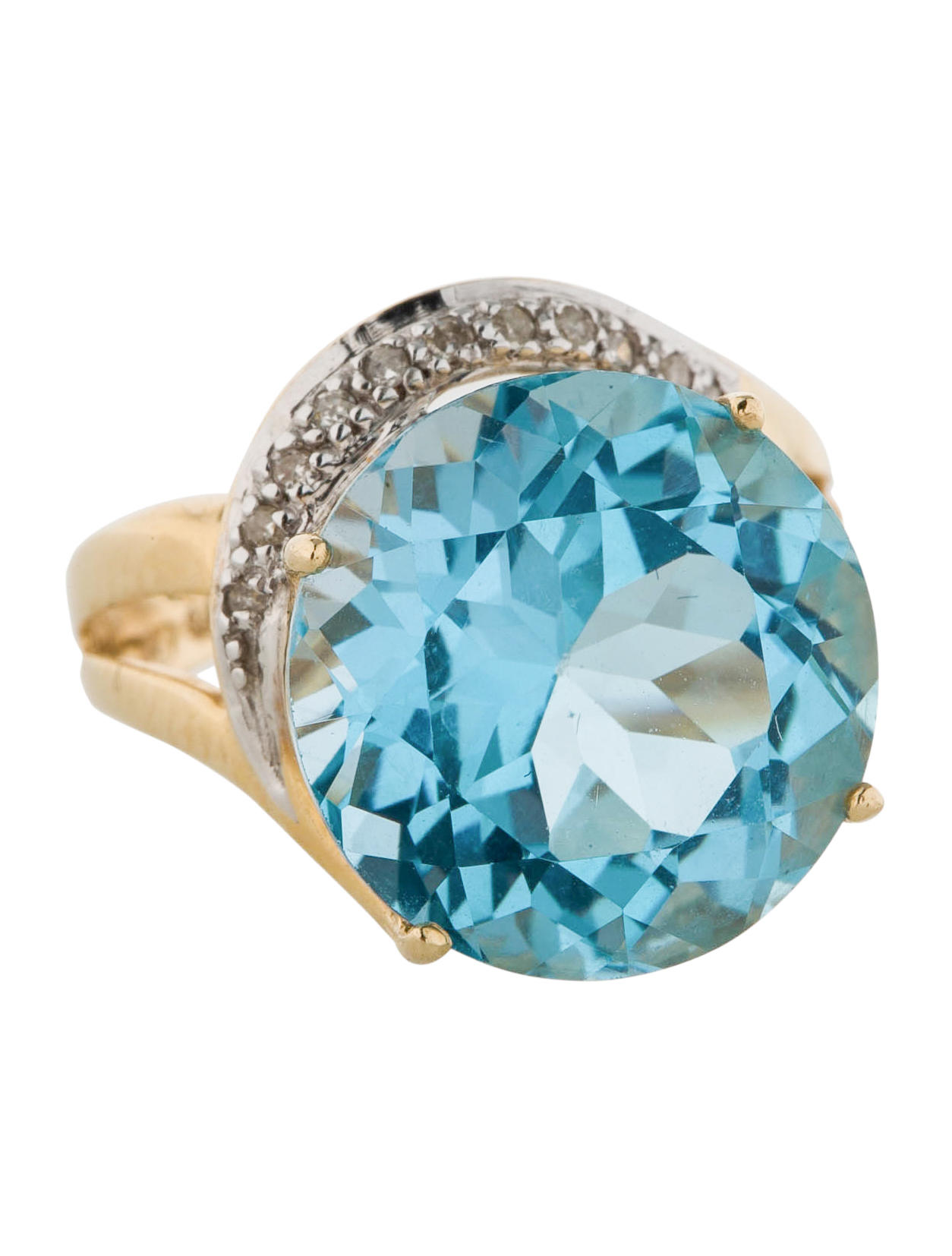 BLUE TOPAZ & DIAMOND COCKTAIL RING