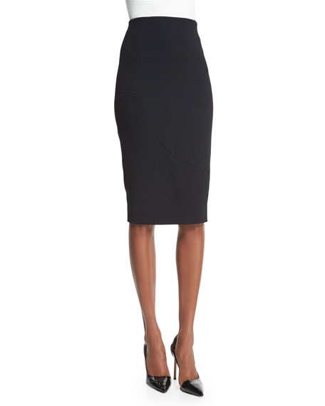 High-Waist Pencil Skirt, Black