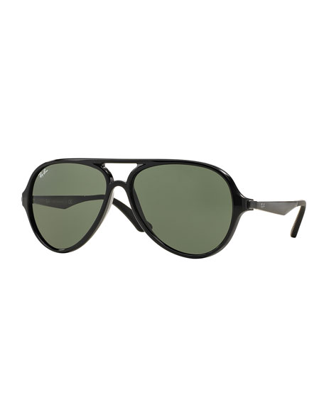 Plastic Aviator Sunglasses - Black