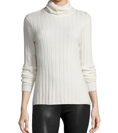 Ribbed Wool/Cashmere Turtleneck Sweater