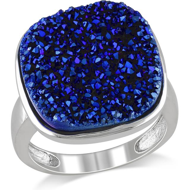 BLUE DRUSY STERLING SILVER RING