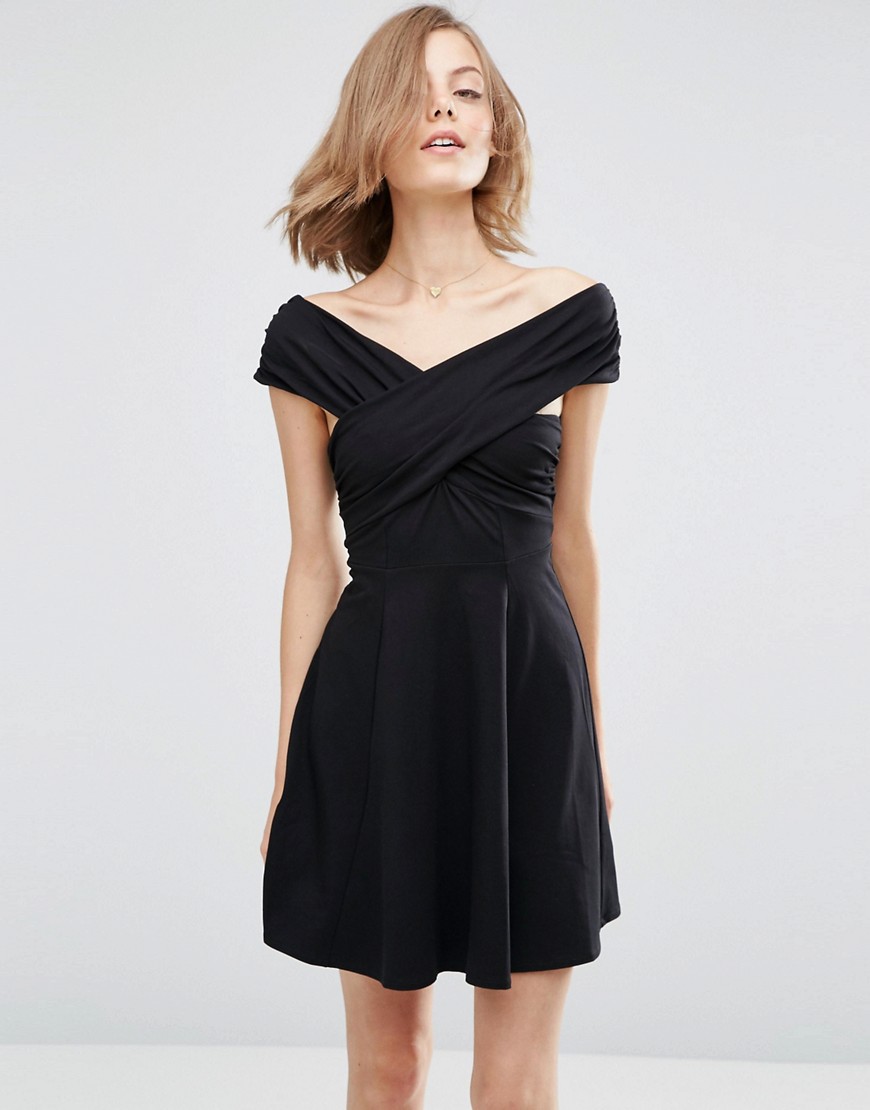 Mini Skater Dress with Bardot Neckline