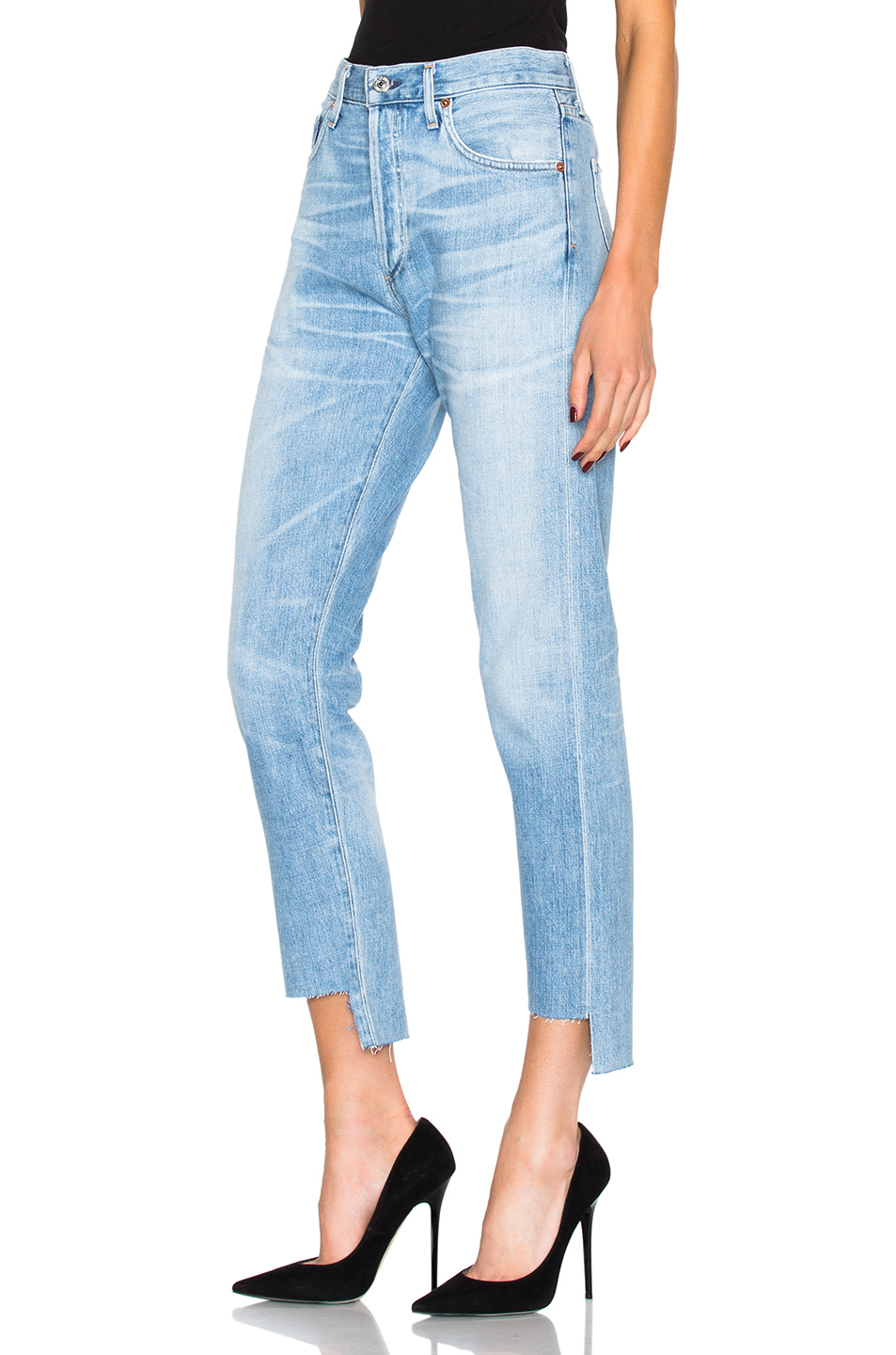 Flattering raw edge Current Elliot jeans