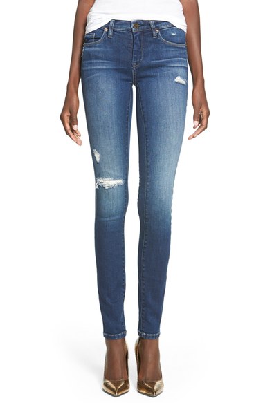 721'Hotel' Distressed Skinny Jeans (Blue)