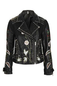  Embroidered Leather Jacket 