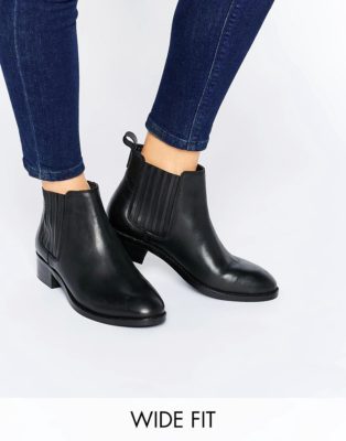 ASOS ABOUT TIME Wide Fit Leather Chelsea Boots