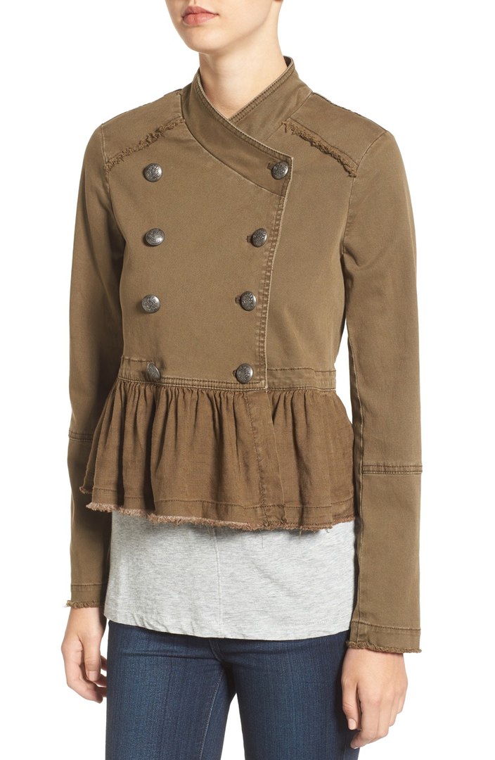 Ruffle Hem Military Jacket