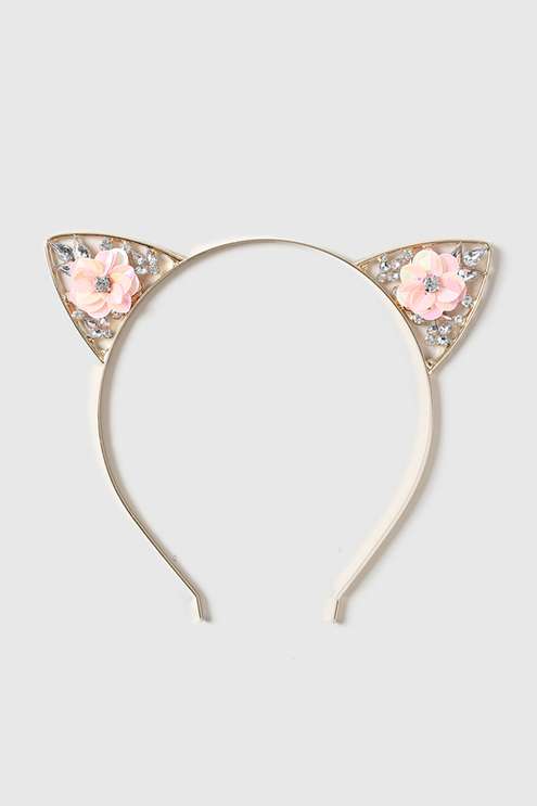 Flower and Rhinestone Cat Ears