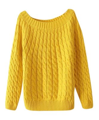 Yellow cable knit sweater