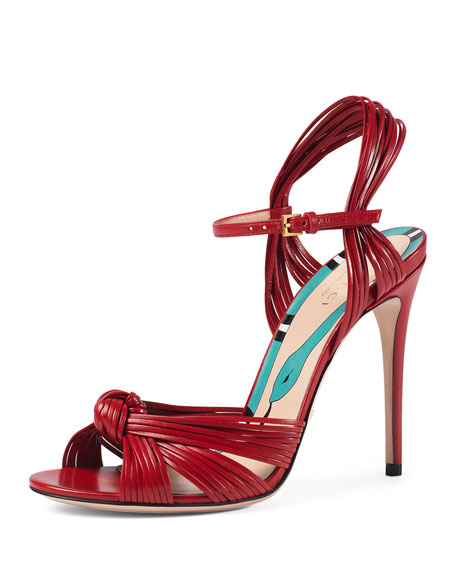 Allie Leather Knot Sandal, Hibiscus