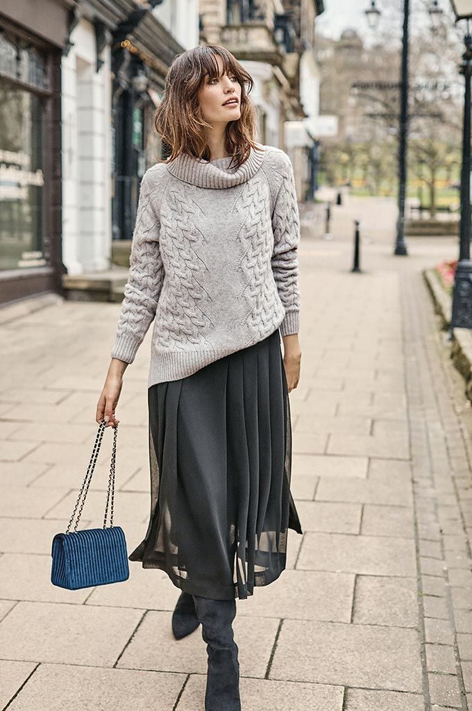 sweater dress tights ankle boots