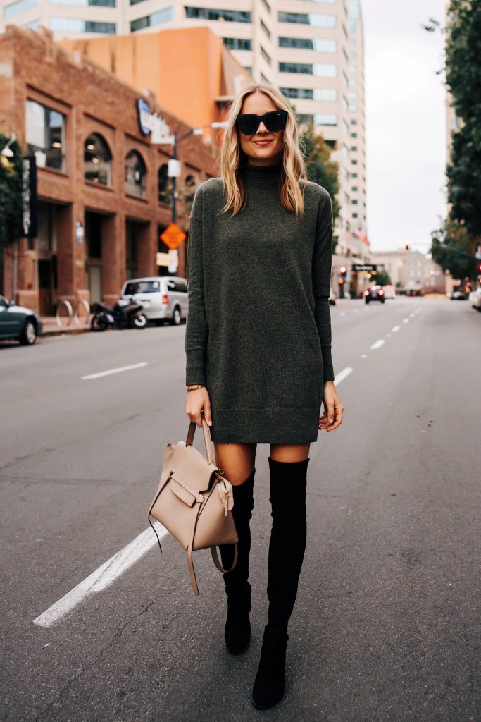 dress with tights and booties