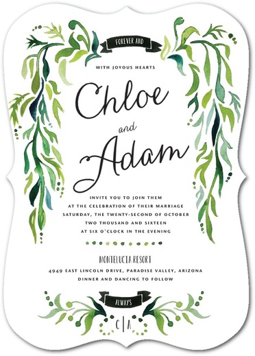 Lavish Laurel Wedding Invitations (Spruce Green)