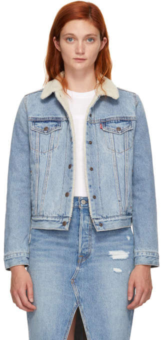 Indigo Sherpa Trucker Denim Jacket