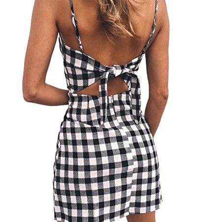  Backless Gigham Dress 