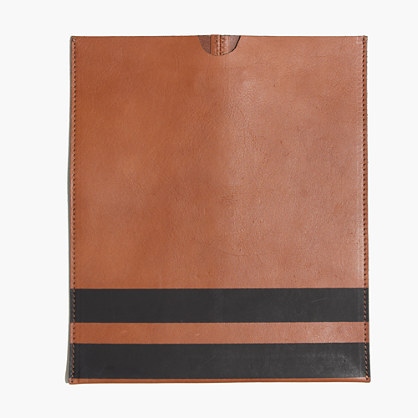 Leather iPad sleeve in stripe