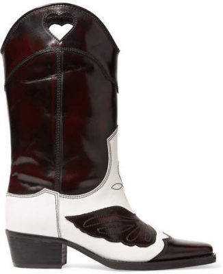Marlyn Two-tone Embroidered Leather Knee Boots