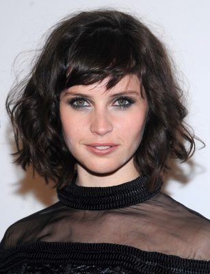 Celebrity Short Hairstyles Felicity Jones Messy Curly Haircut