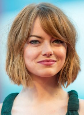 Emma Stone Blonde Short Hair Style Blunt A Line Bob Haircut